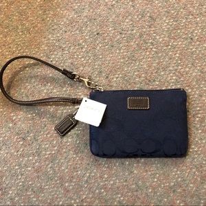 Navy Blue Signature Coach Skinny Wristlet (NWT)